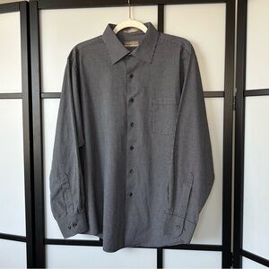 [17.5] Van Heusen Men’s Black & White Plaid Long Sleeve Button Down Shirt